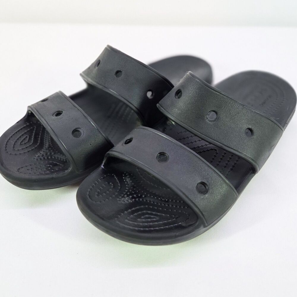 Crocs Classic Two-Strap Sandals Black Unisex M9/W11 Lightly Used